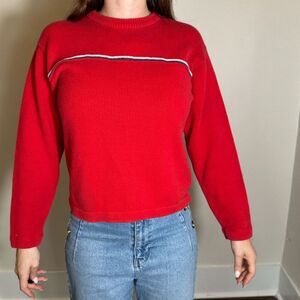 y2k Vintage Tommy Hilfiger Cotton Crew Neck Red Sweater Kids Large